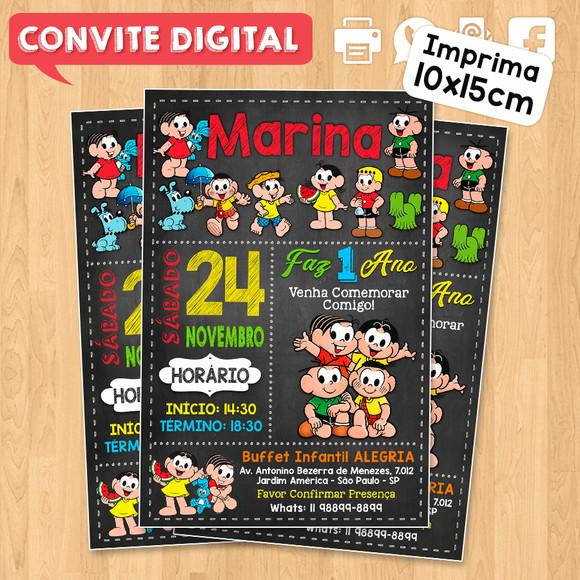 Convite Turma da Mônica Digital para Whatsapp