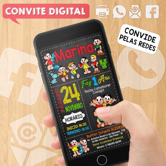 Convite Turma da Mônica Digital para Whatsapp