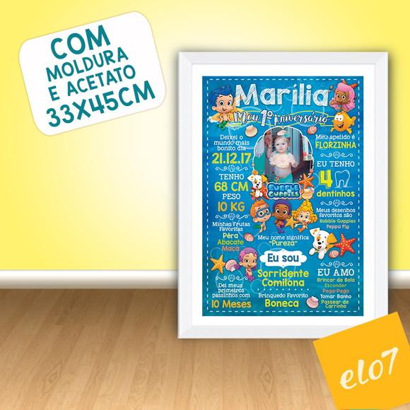 Poster Chalkboard Aniversário Bubble Guppies 30x42cm