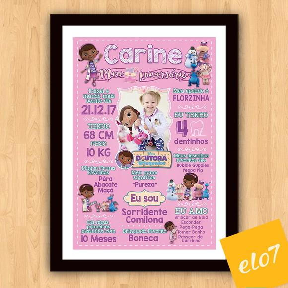 Poster Chalkboard Aniversário Dra. Brinquedos 30x42cm