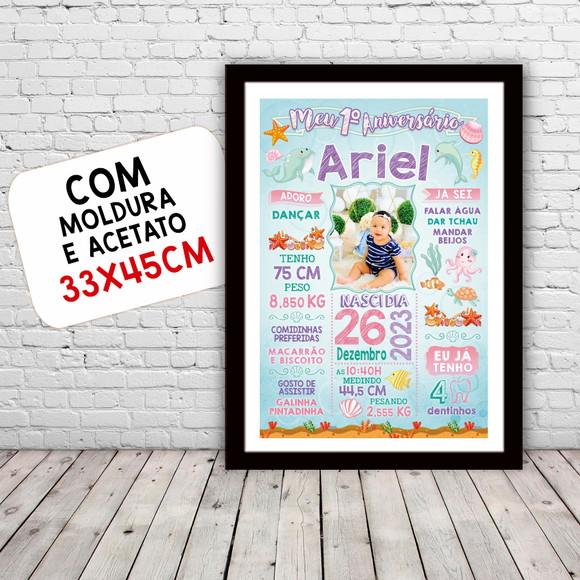 Poster Chalkboard Aniversário Fundo do Mar 30x42cm