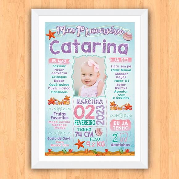Poster Chalkboard Aniversário Fundo do Mar 30x42cm