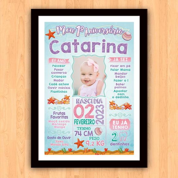 Poster Chalkboard Aniversário Fundo do Mar 30x42cm