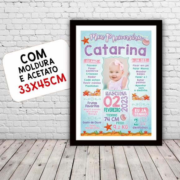 Poster Chalkboard Aniversário Fundo do Mar 30x42cm