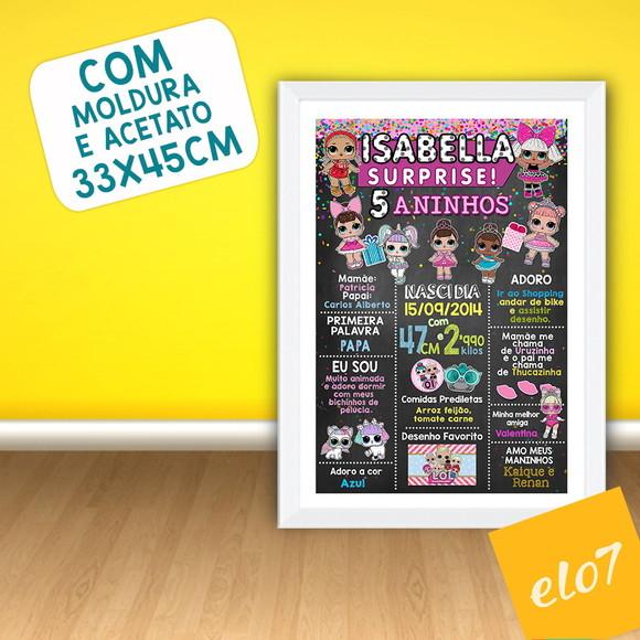 Poster Chalkboard Aniversário Lol Surprise 5 Anos 30x42cm