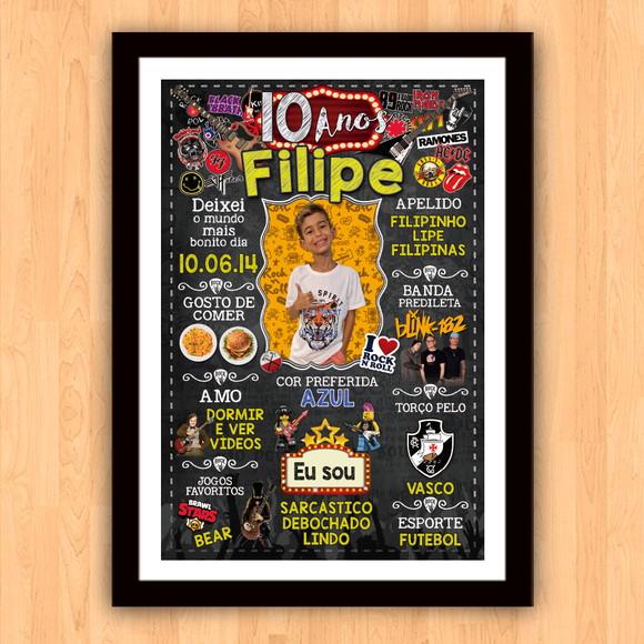 Quadro Chalkboard Aniversário c/ Moldura Rock Baby 30x42cm