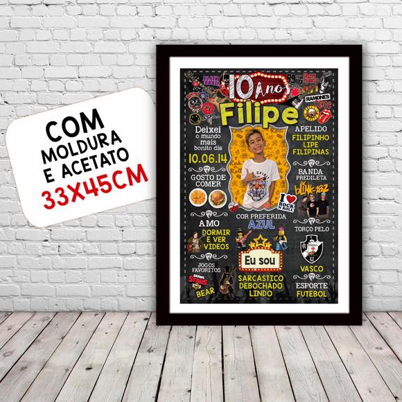 Quadro Chalkboard Aniversário c/ Moldura Rock Baby 30x42cm
