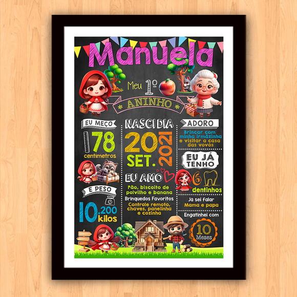 Quadro Chalkboard Aniversário Chapeuzinho Vermelho 30x42cm