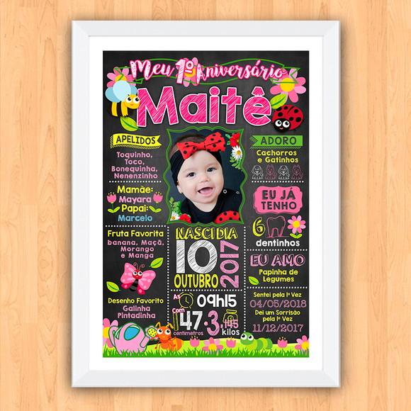 Quadro Chalkboard Aniversário Jardim de Encantado 30x42cm