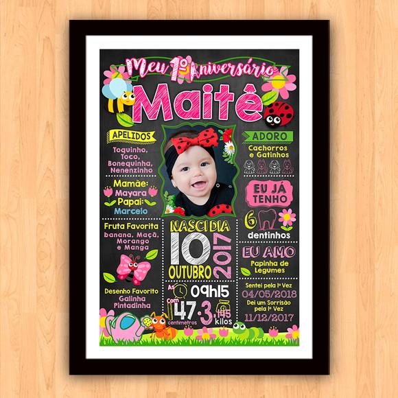 Quadro Chalkboard Aniversário Jardim de Encantado 30x42cm