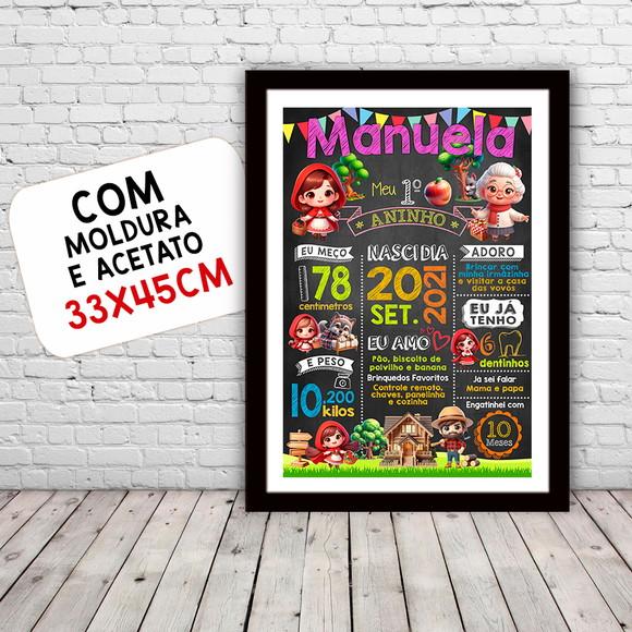 Quadro Chalkboard Aniversário Chapeuzinho Vermelho 30x42cm