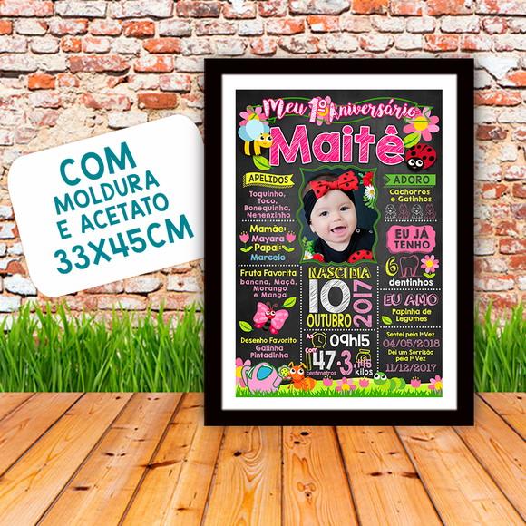 Quadro Chalkboard Aniversário Jardim de Encantado 30x42cm