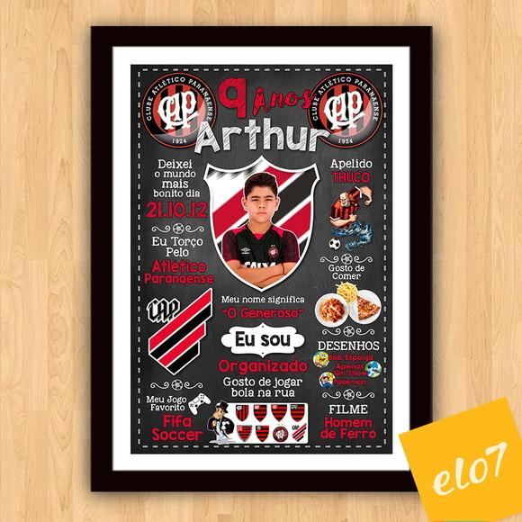 Quadro Chalkboard Aniversário Times de Futebol 30x42cm