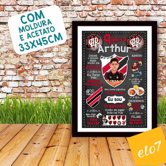 Quadro Chalkboard Aniversário Times de Futebol 30x42cm