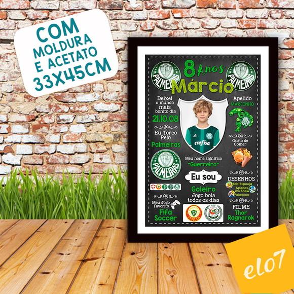 Quadro Chalkboard Aniversário Times De Futebol 30x42cm