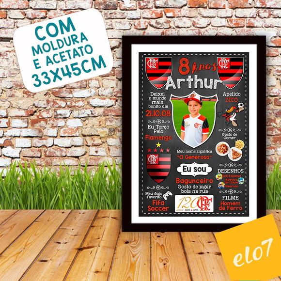 Quadro Chalkboard Aniversário Times De Futebol 30x42cm