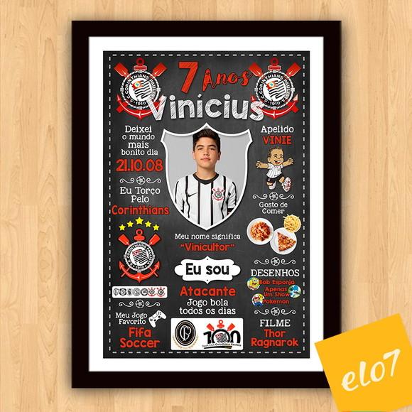 Quadro Chalkboard Aniversário Times De Futebol 30x42cm