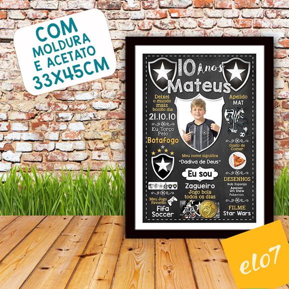 Quadro Chalkboard Aniversário Times De Futebol 30x42cm