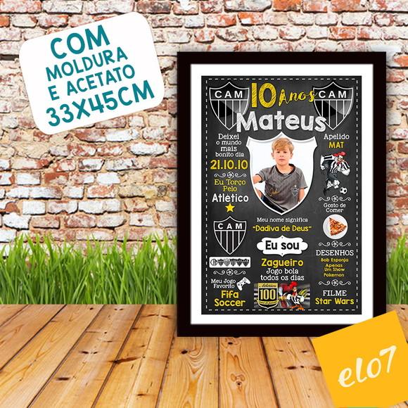 Quadro Chalkboard Aniversário Times De Futebol 30x42cm