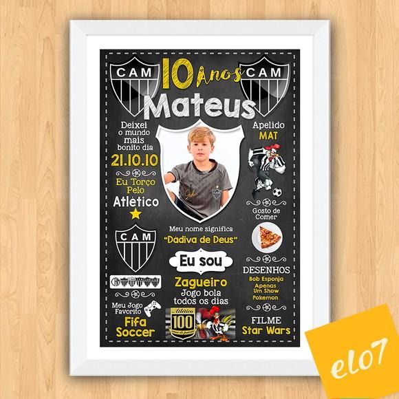 Quadro Chalkboard Aniversário Times De Futebol 30x42cm