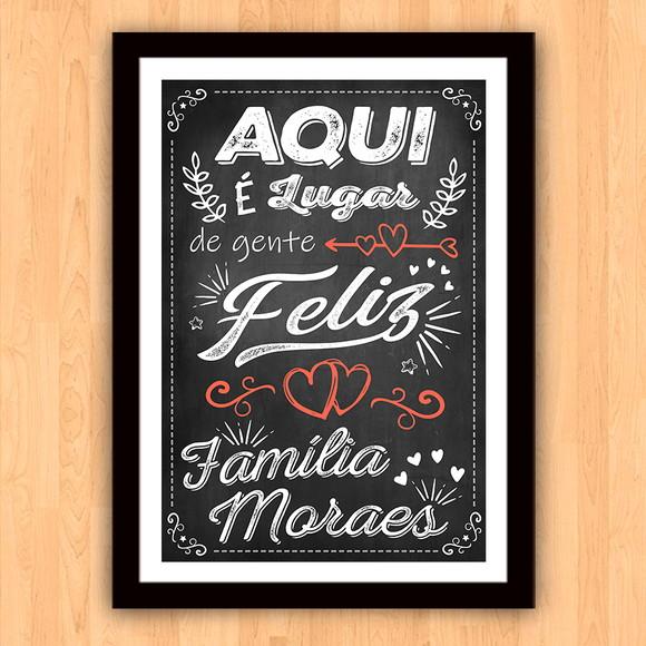 Quadro Pôster A3 c Moldura Aqui Lugar de Gente Feliz 30x42cm