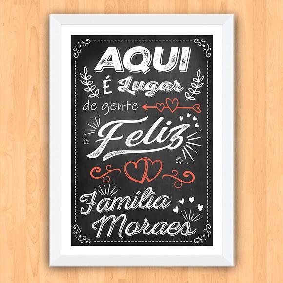 Quadro Pôster A3 c Moldura Aqui Lugar de Gente Feliz 30x42cm