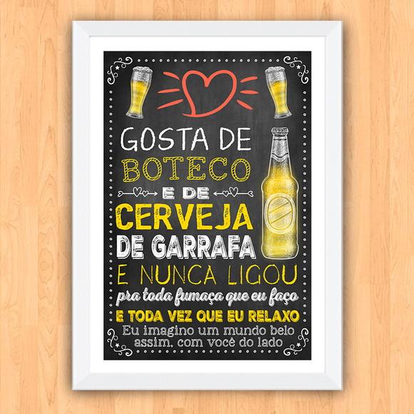 Quadro Pôster A3 c Moldura Cerveja de Garrafa 30x42cm
