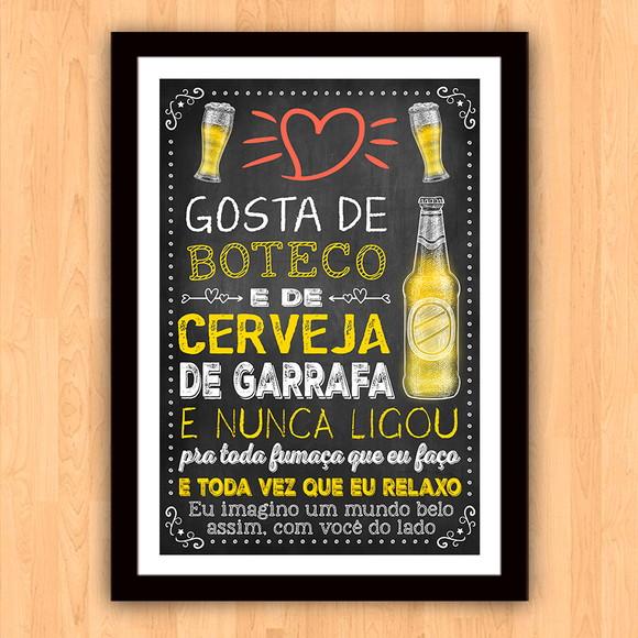 Quadro Pôster A3 c Moldura Cerveja de Garrafa 30x42cm