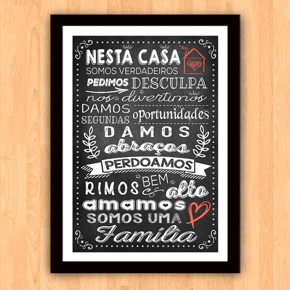 Quadro Pôster A3 c Moldura Nesta Casa Somos Familia 30x42cm