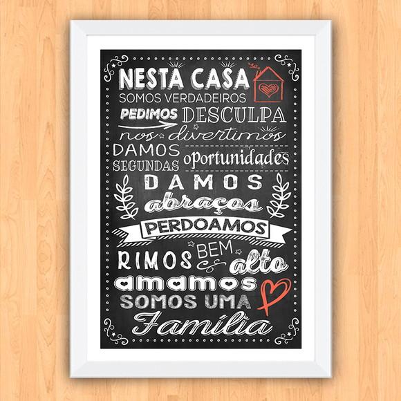 Quadro Pôster A3 c Moldura Nesta Casa Somos Familia 30x42cm