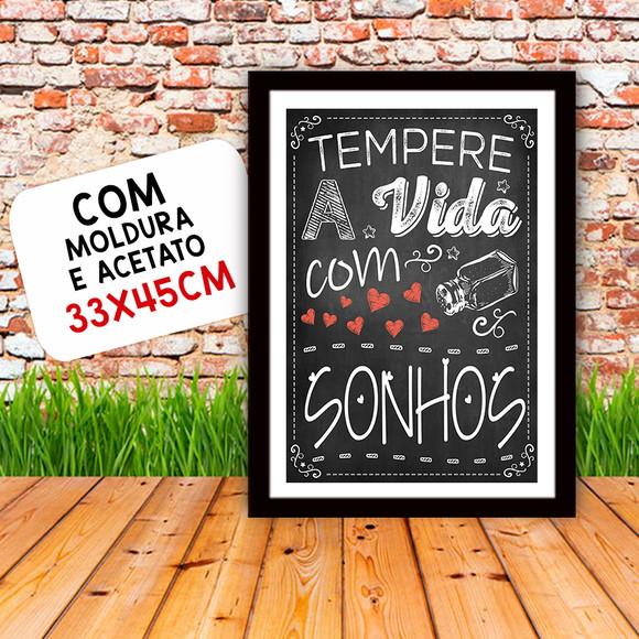 Quadro Pôster A3 c Moldura Tempere a Vida 30x42cm