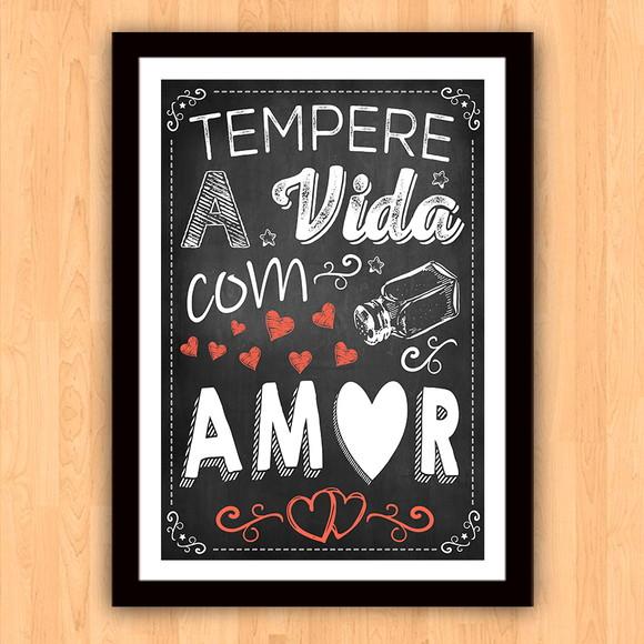 Quadro Pôster A3 c Moldura Tempere a Vida 30x42cm