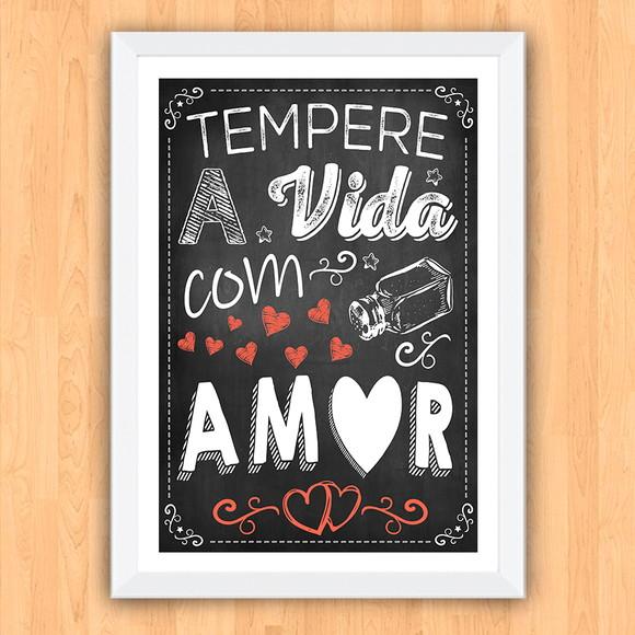 Quadro Pôster A3 c Moldura Tempere a Vida 30x42cm