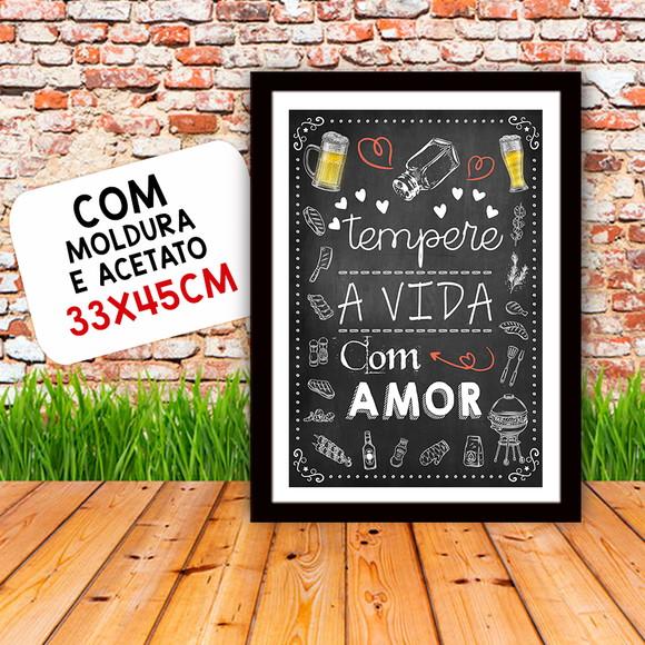 Quadro Pôster A3 c Moldura Tempere a Vida 30x42cm