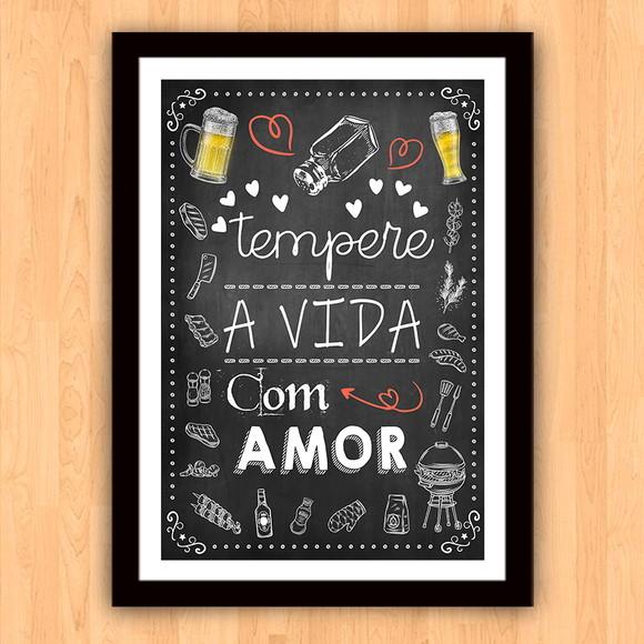 Quadro Pôster A3 c Moldura Tempere a Vida 30x42cm