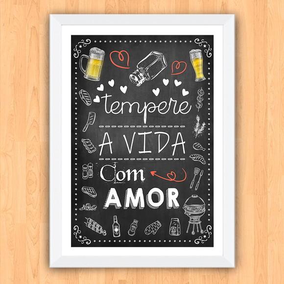 Quadro Pôster A3 c Moldura Tempere a Vida 30x42cm