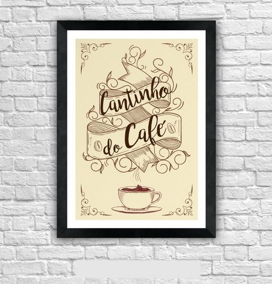 Quadro Pôster A3 c/ Moldura - Cantinho do Café 30x42cm