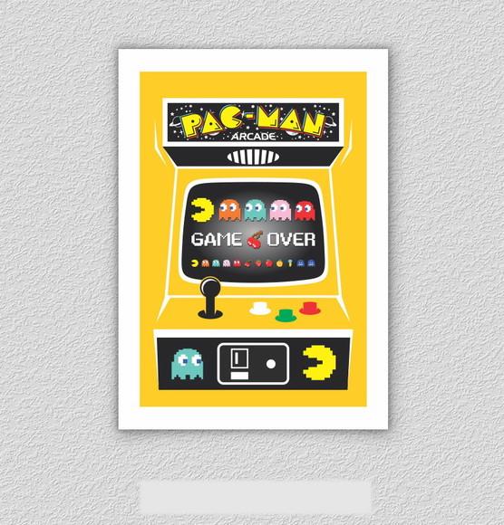 Quadro Pôster A3 c/ Moldura - Come Come Game Over 30x42cm