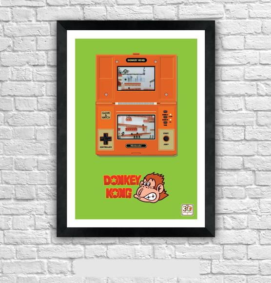 Quadro Pôster A3 c/ Moldura - Game Boy Dk 1 30x42cm