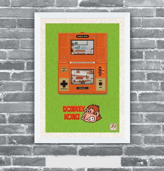 Quadro Pôster A3 c/ Moldura - Game Boy Dk 1 30x42cm