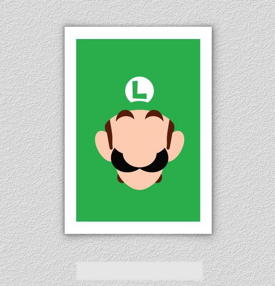 Quadro Pôster A3 c/ Moldura - Luigi Minimalista 30x42cm