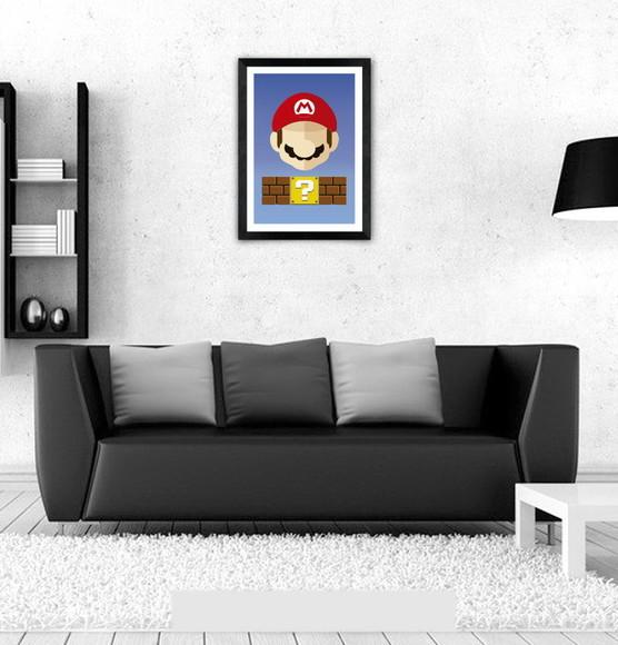 Quadro Pôster A3 c/ Moldura - Mario Minimalista 30x42cm