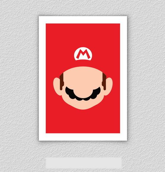 Quadro Pôster A3 c/ Moldura - Mario Minimalista 30x42cm
