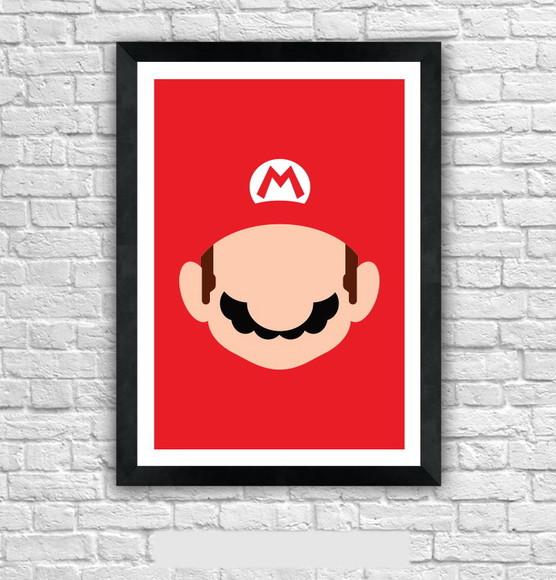 Quadro Pôster A3 c/ Moldura - Mario Minimalista 30x42cm