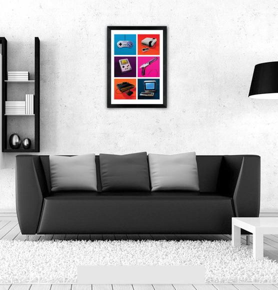 Quadro Pôster A3 c/ Moldura - Video Game Vintage 30x42cm