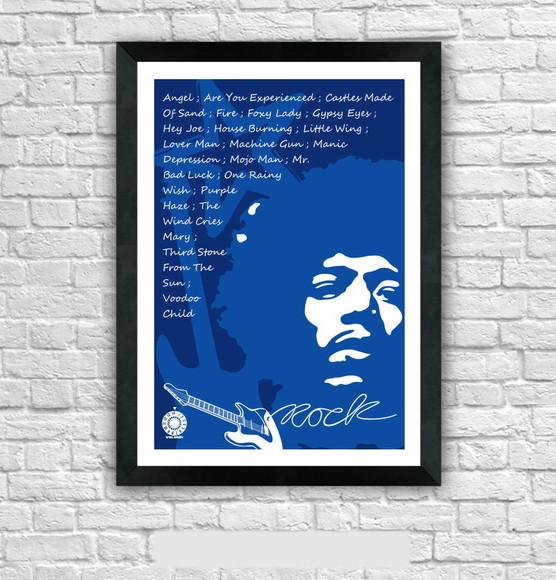 Quadro Pôster A3 c/ Moldura -hendrix 30x42cm