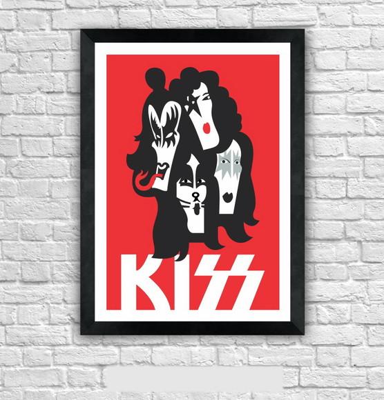 Quadro Pôster A3 c/ Moldura -kiss Faces 30x42cm