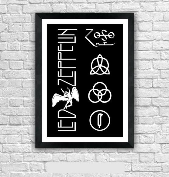 Quadro Pôster A3 c/ Moldura -led Zeppelin 30x42cm