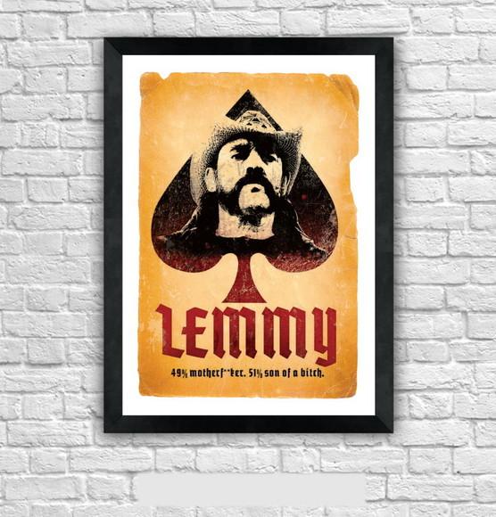 Quadro Pôster A3 c/ Moldura -lemmy 49 51 30x42cm