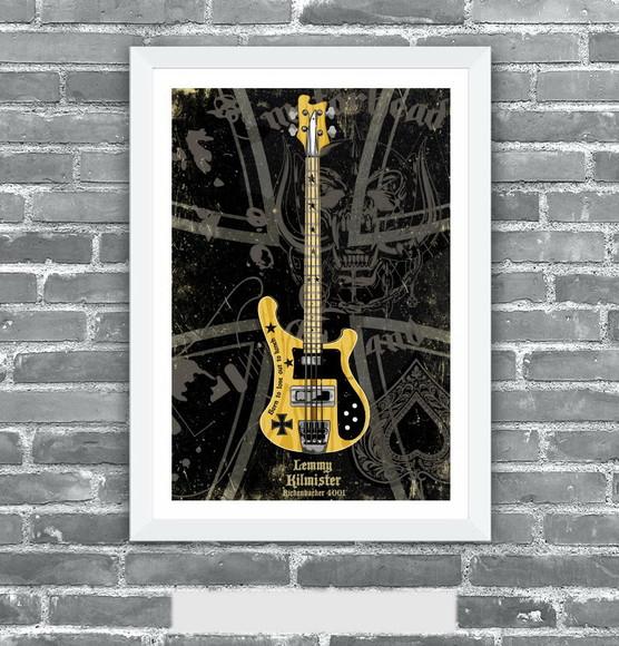 Quadro Pôster A3 c/ Moldura -lemmy Bass Rk 30x42cm